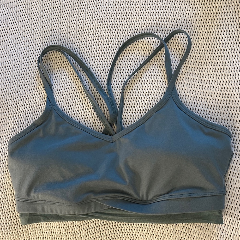 Women's Strappy Sports Bra with mesh detail - teal